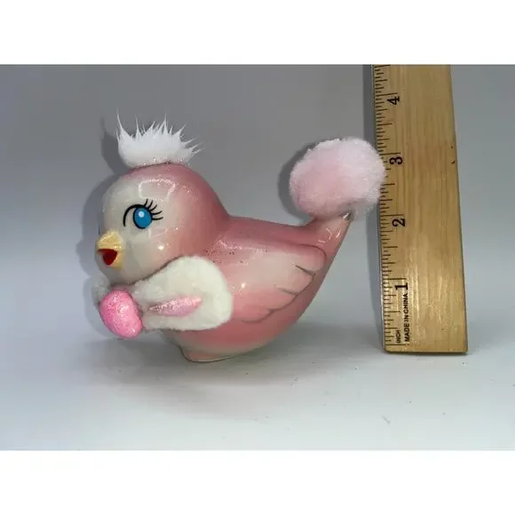 Vintage Pink Love Bird Glitter Mohawk Easter Bunny Ears Bow Tie Price OMG OOAK - Picture 16 of 16